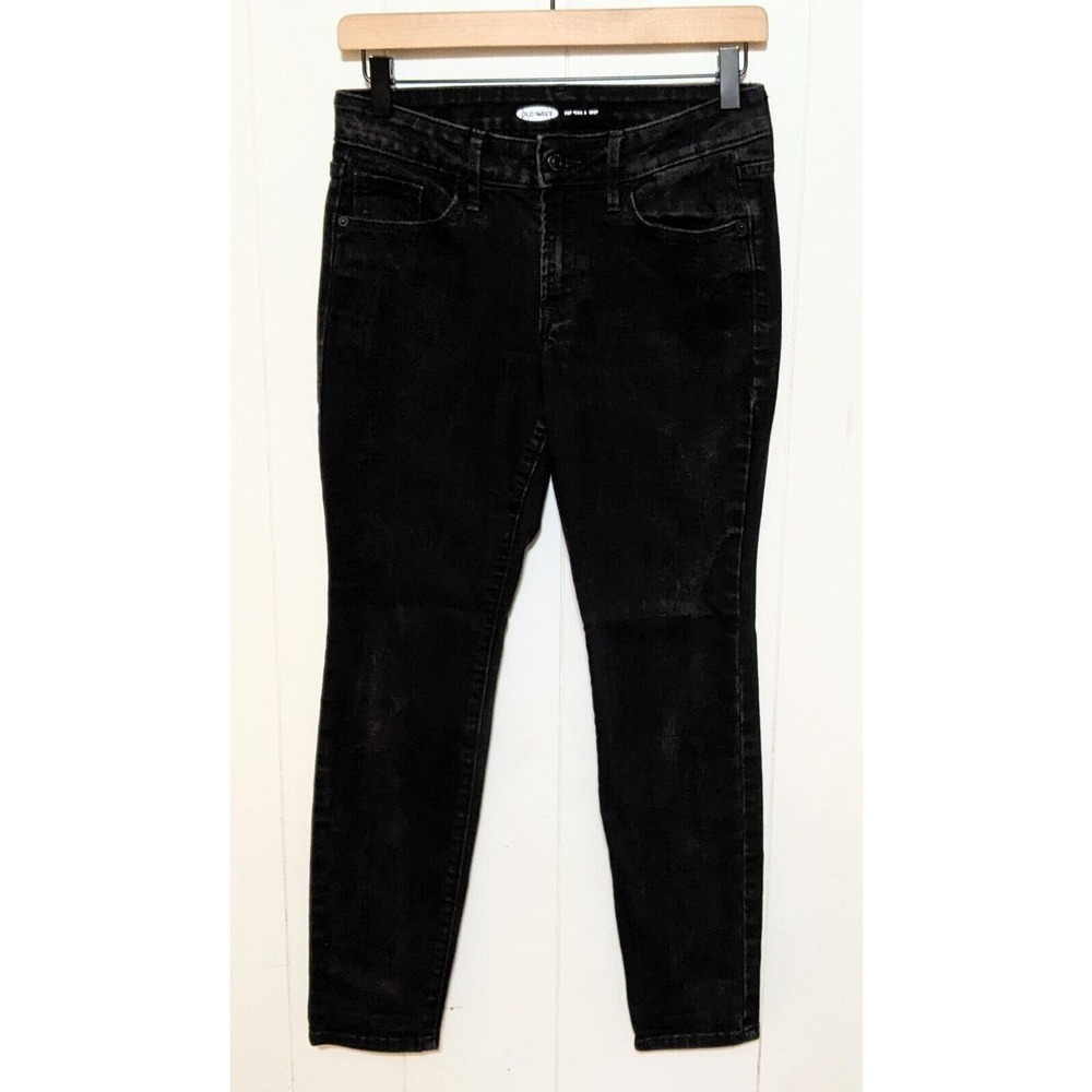 Old Navy Jeans Womens 4 Petite Black Pop Icon Skinny Mid Rise Preppy 4P Denim